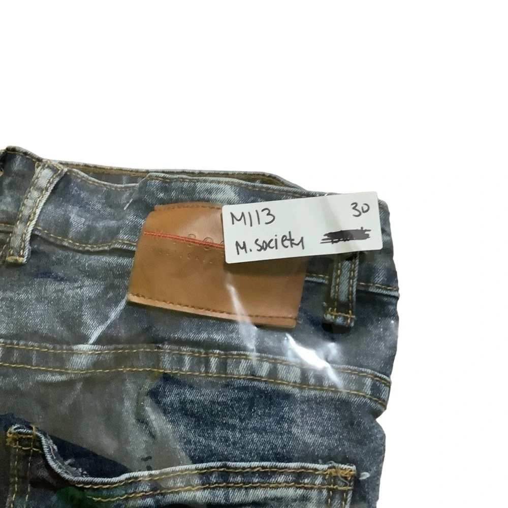 M. Society Skinny Jeans Sz 30W 30L Distressed